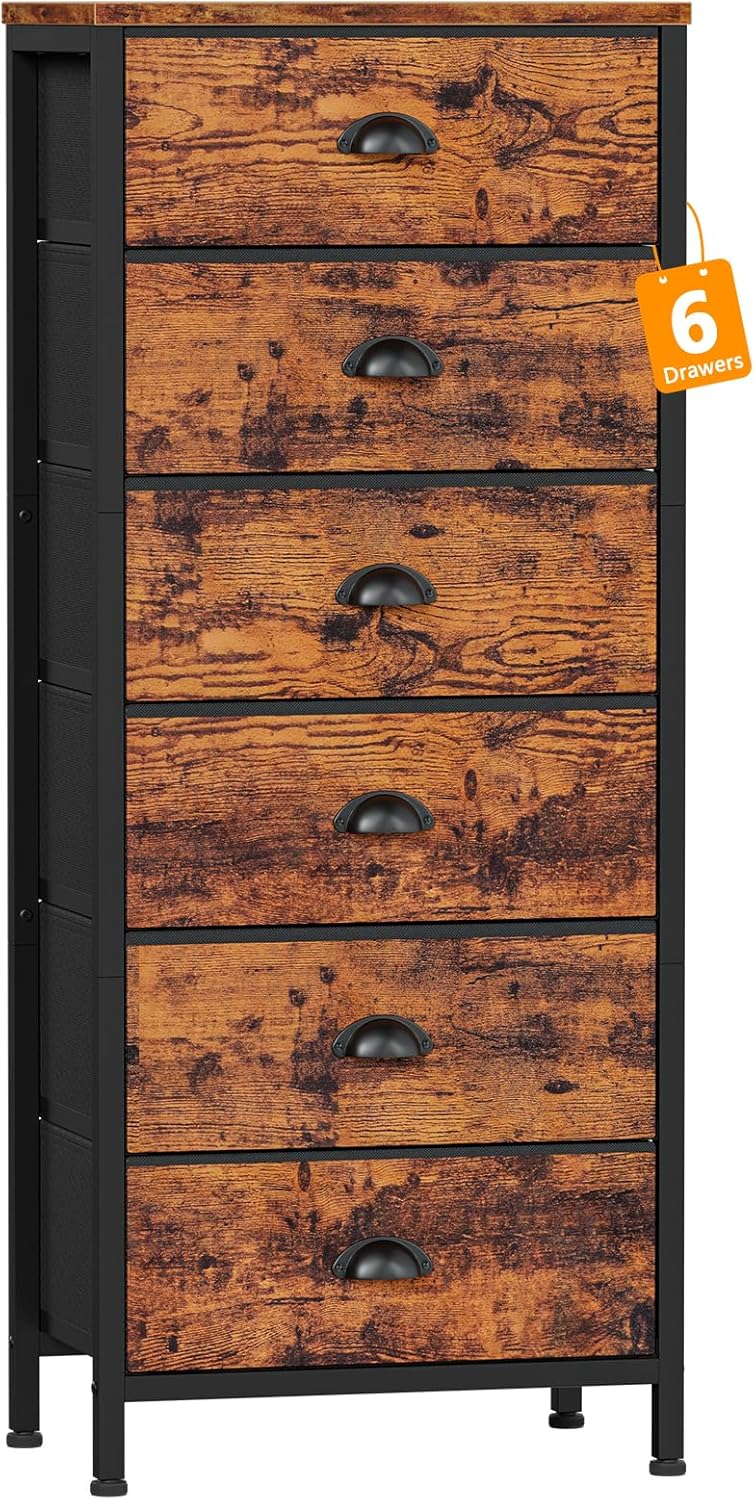 Furnulem Vertical End Table and Nightstand for Bedroom, Wide Dresser with 9 Large Drawers for 55'' Long TV Stand Entertainment Center for Bedroom,Living Room,Closet,Entryway,Sturdy Metal Frame