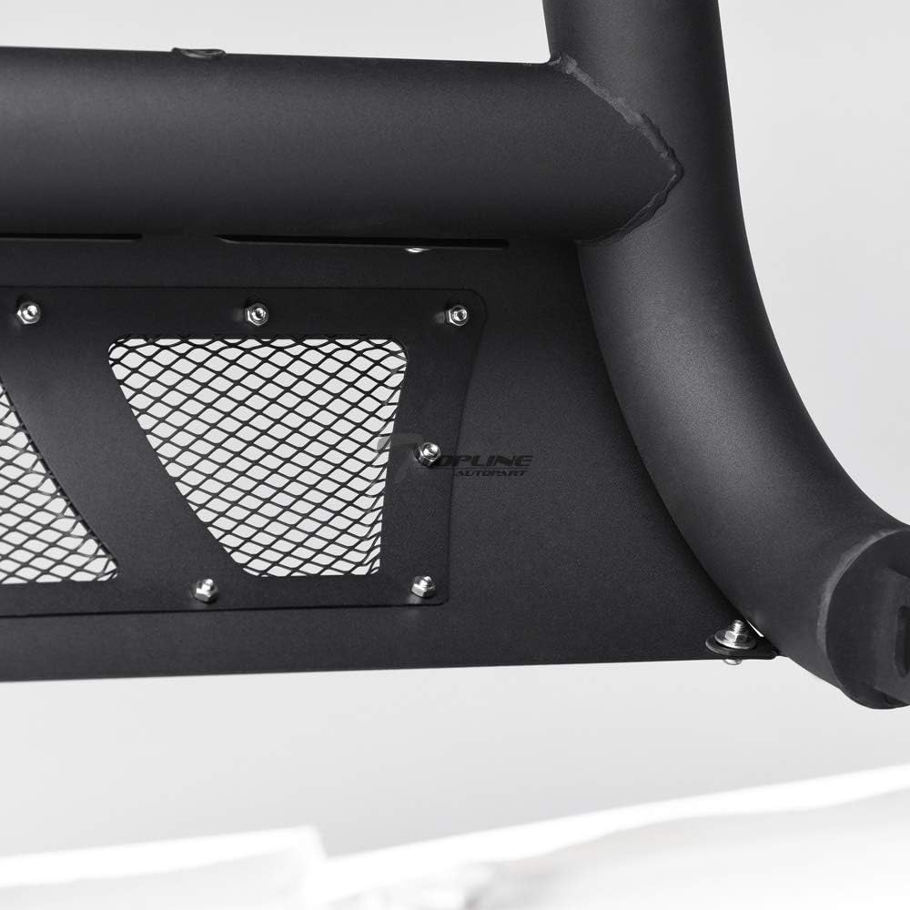 Matte Black Studded Mesh Bull Bar Brush Push Front Bumper Grill Grille Guard With Skid Plate Compatible With 10-23 Toyota 4Runner