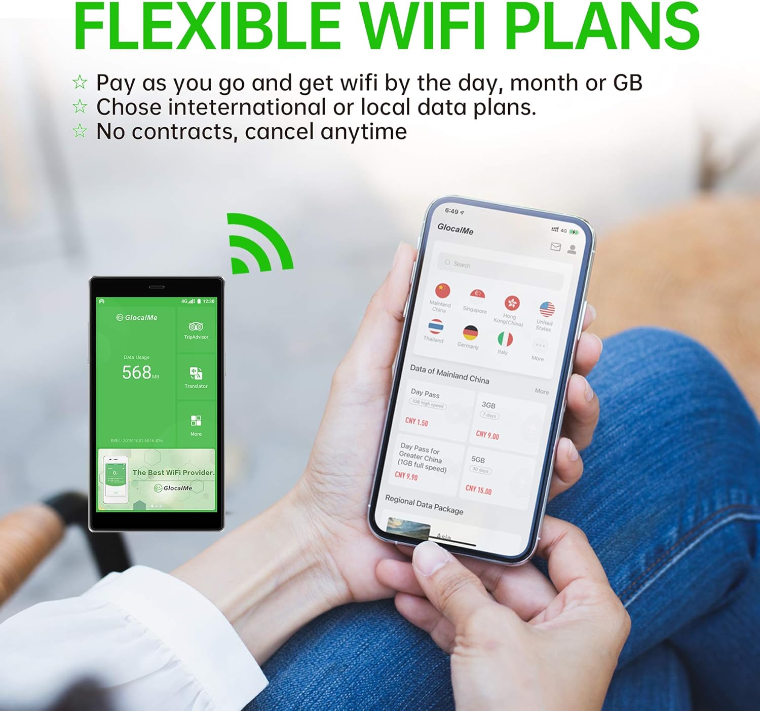 GlocalMe G4 Pro 4G LTE Mobile Hotspot Router, 5” Touch Screen LCD Display Worldwide WiFi Portable High Speed WiFi Hotspot with US 8GB & Global 1GB Data, SIMFREE, Pocket WiFi (Black)