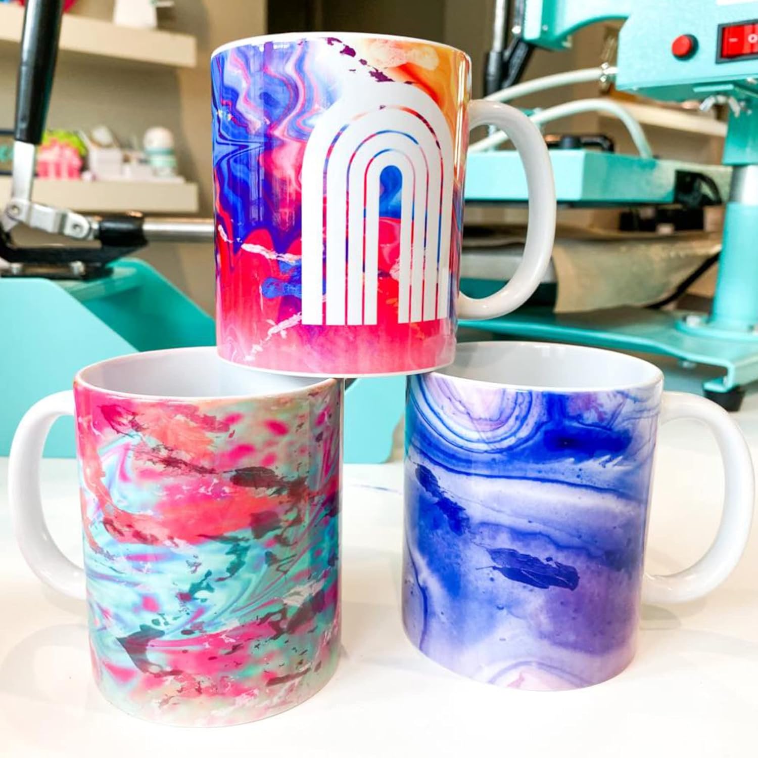 Sawgrass SubliJet UHD CMYK Ink Set for SG500 & SG1000 4 Pack with Bonus 12 Pack ProSub Sublimation Mugs