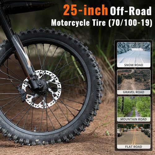 GT73 Electric Dirt Bike for Adults 2500W Electric Bike with 1747Wh(48V 18.2AH*2) Removable Batteries 37MPH/85Mile Range 25" x2" Motorcycle Tires Dual Hydraulic Brakes & Full Suspension