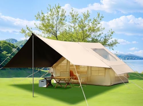 YOLENY Inflatable Tents for Camping, 4/6/8/10/12 Person Tent with TPU Skylight, Mesh Windows, Stove Jack & Pump, Easy Setup 4 Season Glamping Tent, Waterproof & Windproof