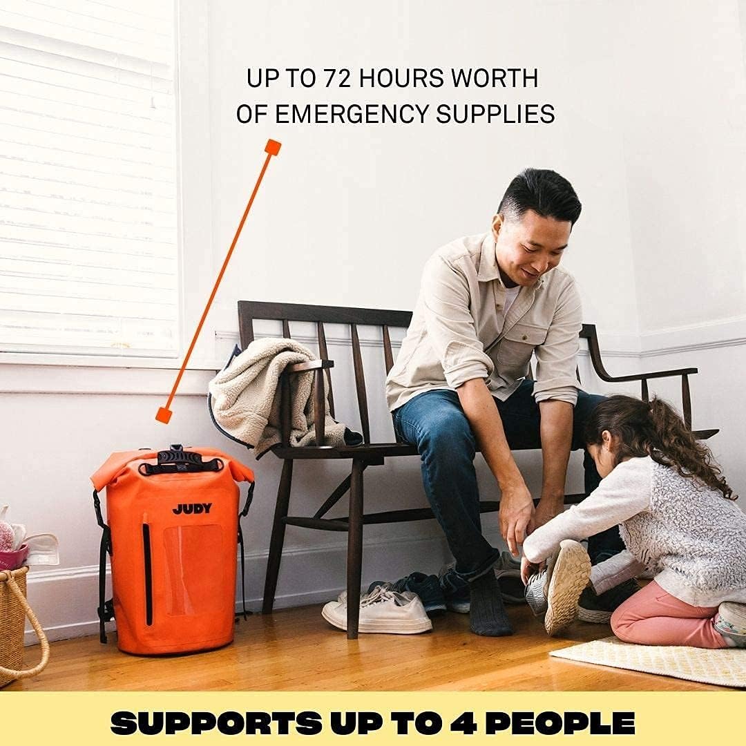 JUDY Emergency Preparedness Dry Backpack - The Mover Max - Disaster Bag for Hurricanes, Earthquakes, and More - Supports Up to 4 People