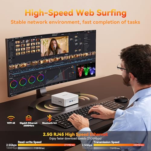 GEEKOM A8 AI Mini PC, AMD Ryzen 9 8945HS (up to 5.2GHz) Mini Computers, 32GB DDR5 5600MHz RAM&2TB PCIe 4.0 SSD, Windows 11 Pro Mini Desktop, AMD Ryzen AI/Radeon 780M/WiFi 6E/BT5.2/USB4/8K/Quad Display