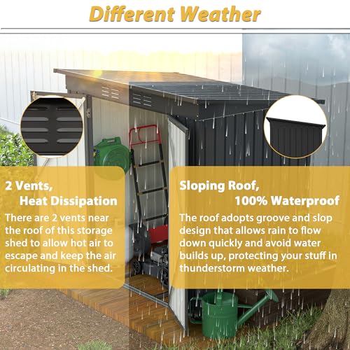 6x4 Ft Outdoor Storage Shed, Heavy-Duty All-Weather Tool Shed with Lockable Doors, Durable Resin Construction for, Patio & Backyard Organization Black