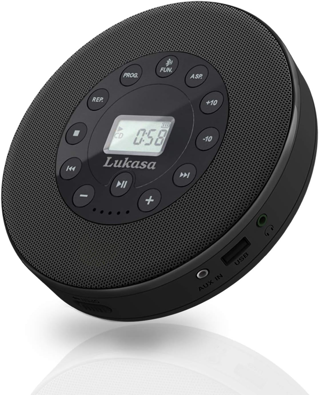 Lukasa Portable Bluetooth CD Player Built-in Speaker Stereo, Personal Walkman MP3 Players Rechargeable Compact Car Disc CD Music Player USB Play Anti-Shock Protection (White)