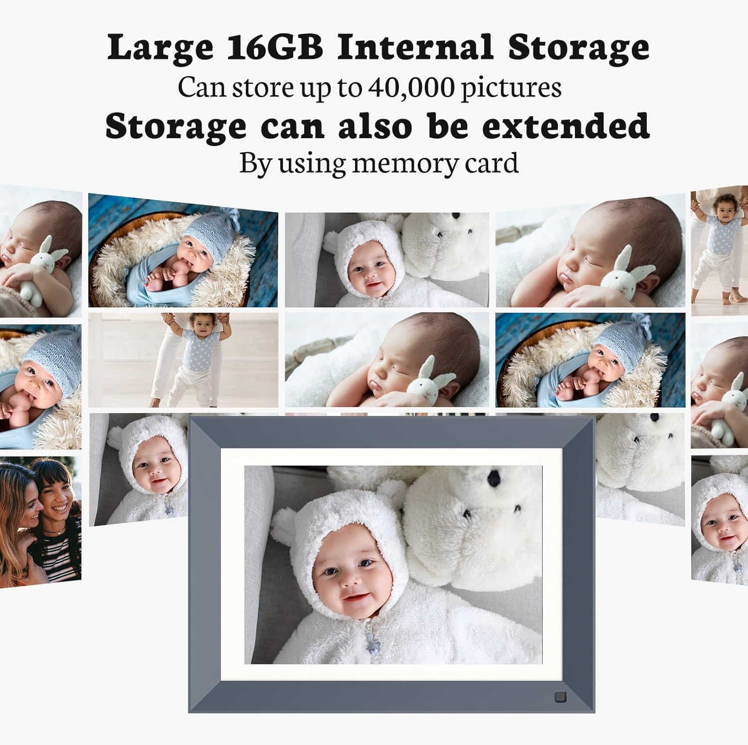 BSIMB Digital Picture Frame IPS Display, Wall-Mountable Electric Photo Frame with Remote Control, Place in Landscape&Portrait, Gift for Mother's Day