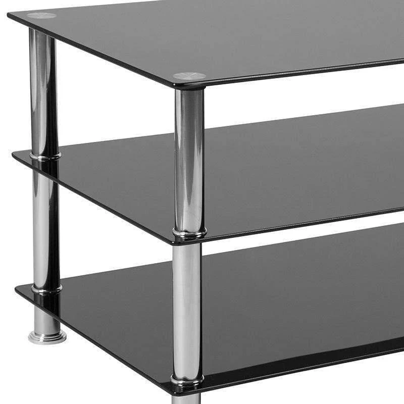 Flash Furniture Glass TV Stand in Black