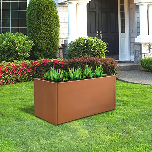 Corten Steel Planter Box Outdoor Planter Metal Square Large Steel Flower Pot Rustic Cube Patina Tall Plant 20 Inch Durable Antique for Commercial Residential Patio Deck Yard Garden