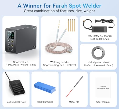 14.6 KW Capacitor Battery Spot Welder, AWithZ Spot Welder, 2-in-1 Automatic & Foot Pedal Two Modes Battery Farad Welding Equipment for 18650/LiFePO4 Lithium Battery Pack Building (P20B)