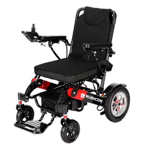 DX08 Rubicon - Puncture-Free Wheels Electric Wheelchair with Longest Range 25 Miles, Powerful 600W Motors, Airline Approved Electric Wheelchair with Dual 12AH Lithium Batteries