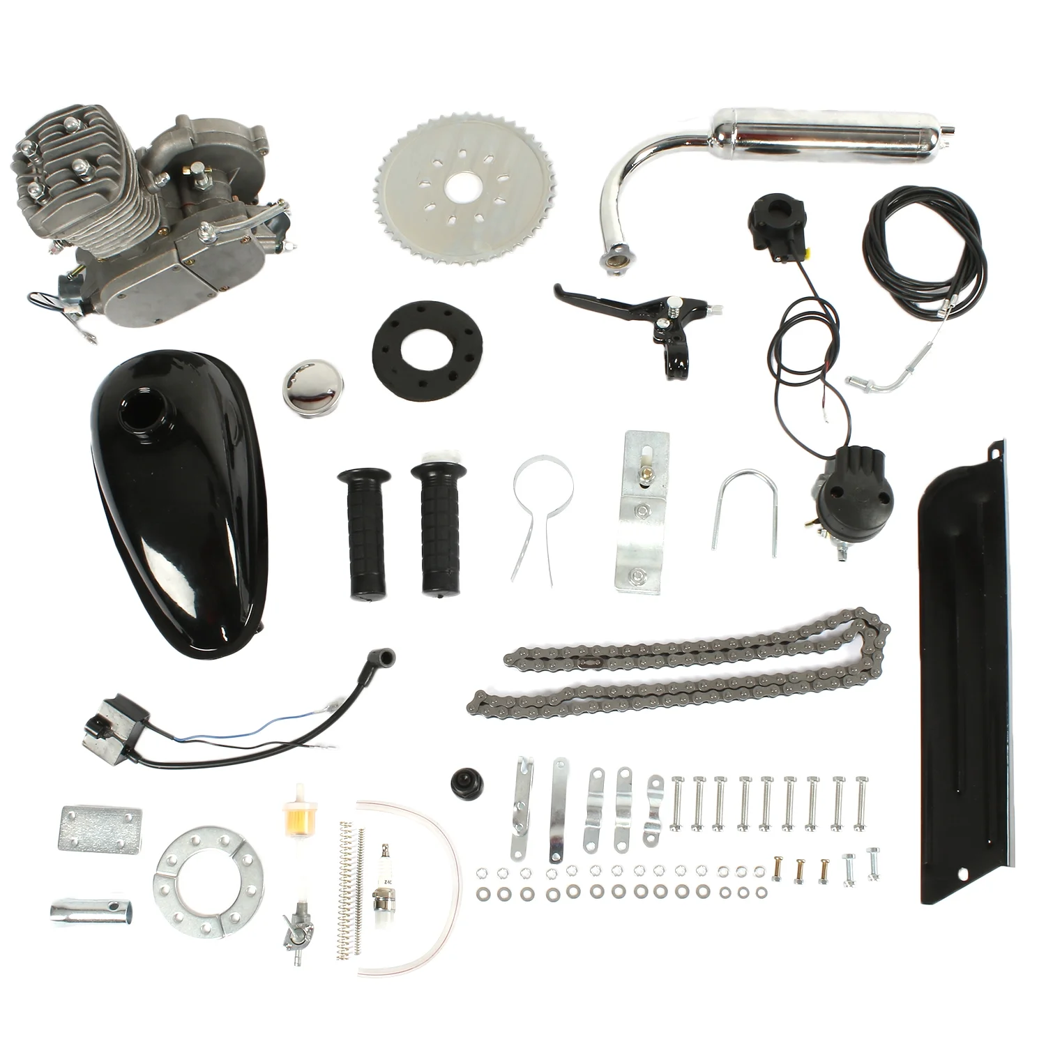 SalonMore 2 Stroke Motorized Bike Kit, 50cc Super Fuel-efficient Bike Engine kit, Silver