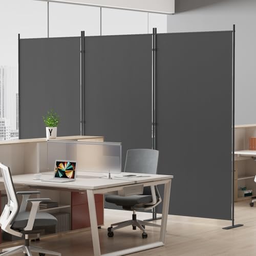 Helios&Hestia 8-Panel 6 ft Tall Indoor Folding Room Divider, Portable Privacy Screen, Freestanding Partition Separator, Temporary Wall Separation for Bedroom, Office, 160" W X 71" H, Dark Grey