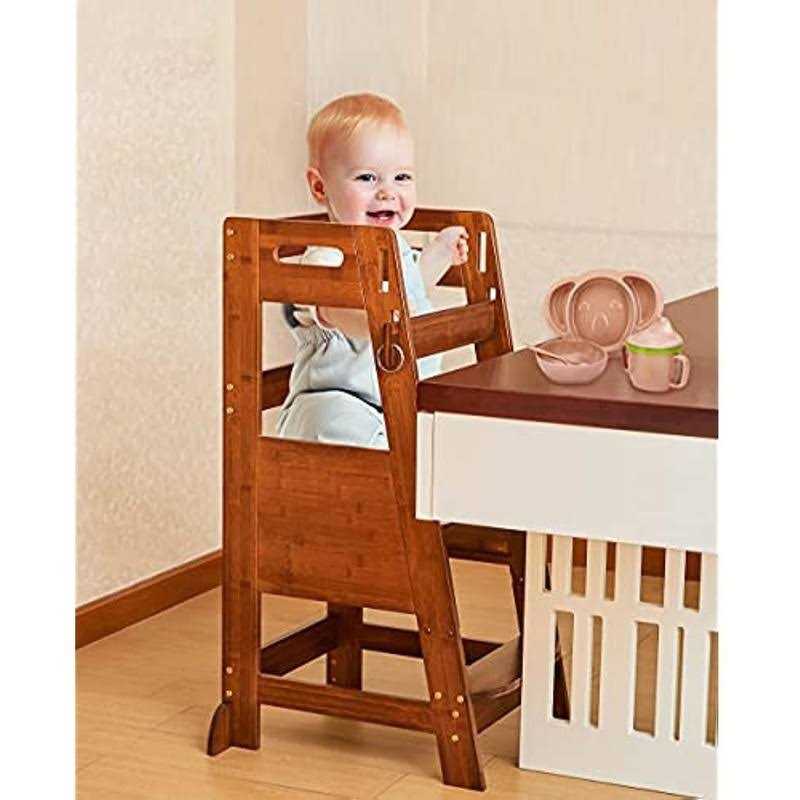 TOETOL Bamboo Toddler Kitchen Step Stool Helper Standing Tower Height Adjustable - Shop Hardware Tools Online Store