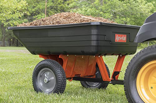 Agri-Fab 45-0533 650 lbs Tow Behind Poly Dump Cart, 10 CU. FT.; Lawn & Garden Cart/Trailer for Lawn Mowers, 16" Pneumatics Tires, Easy to Use Foot Pedal Dumping Lever