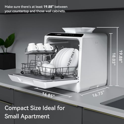 Hermitlux Countertop Dishwasher, 5 Washing Programs Portable Dishwasher With 5-Liter