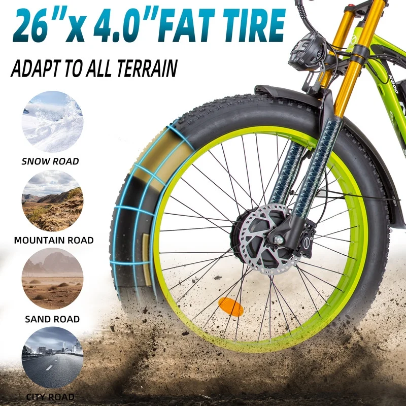 KETELES Electric Bike for Adults 26" Fat Tire Electric Commuter Bicycle 2000W Mountain Bicycle Beach Snow Bike Ebike E-bike with 48V 23AH Removable Battery - Curated Treasures Market