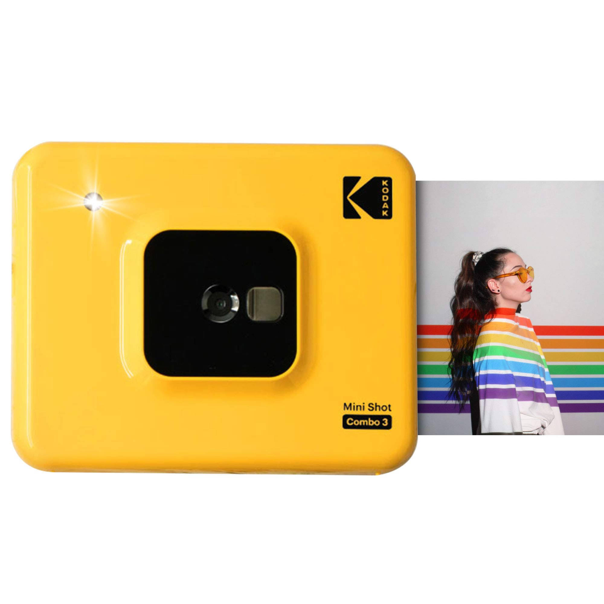 Kodak All-New Mini Shot 3 Square Instagram Size Bluetooth Instant Camera u0026 Printer with 4Pass Technology - Yellow