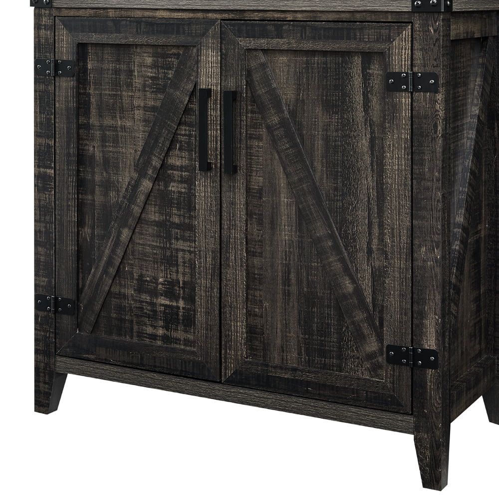 Gramercy Way Bar Cabinet with Upper Glass Cabinet in Charocal Finish - Curated Treasures Market