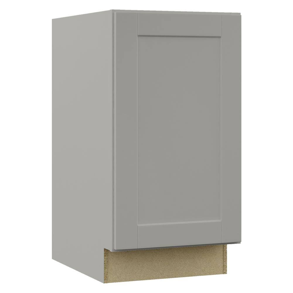Hampton Bay KBW18-SDV Shaker Dove Gray Stock Assembled Pull Out Trash Can Base Kitchen Cabinet (18 in. x 34.5 in. x 24 in.)