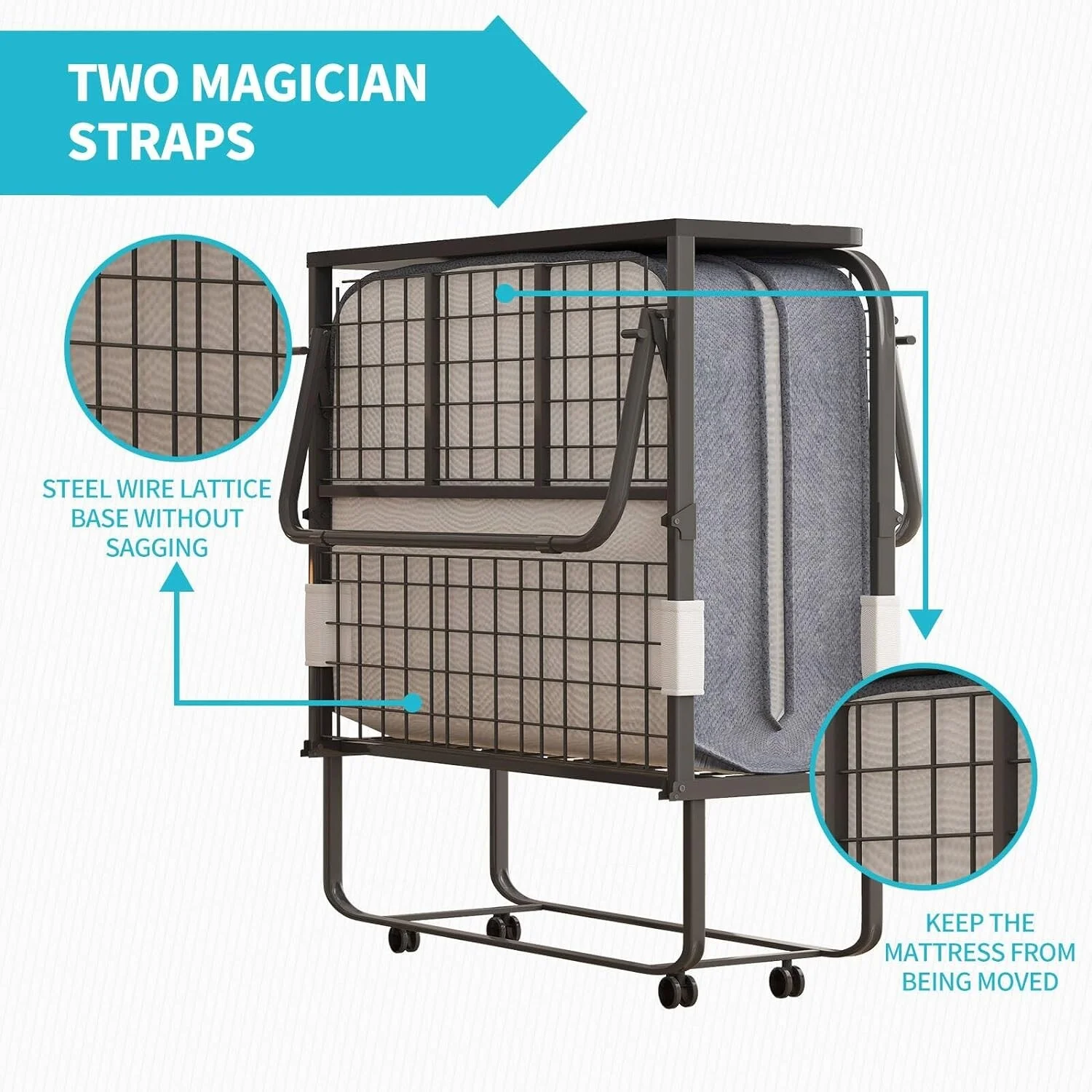Mixoy Folding Bed with Mattress,Portable Foldable Roll Away Adult Bed for Guest,with Dustproof Bag & Baffle Gray - Twin XL
