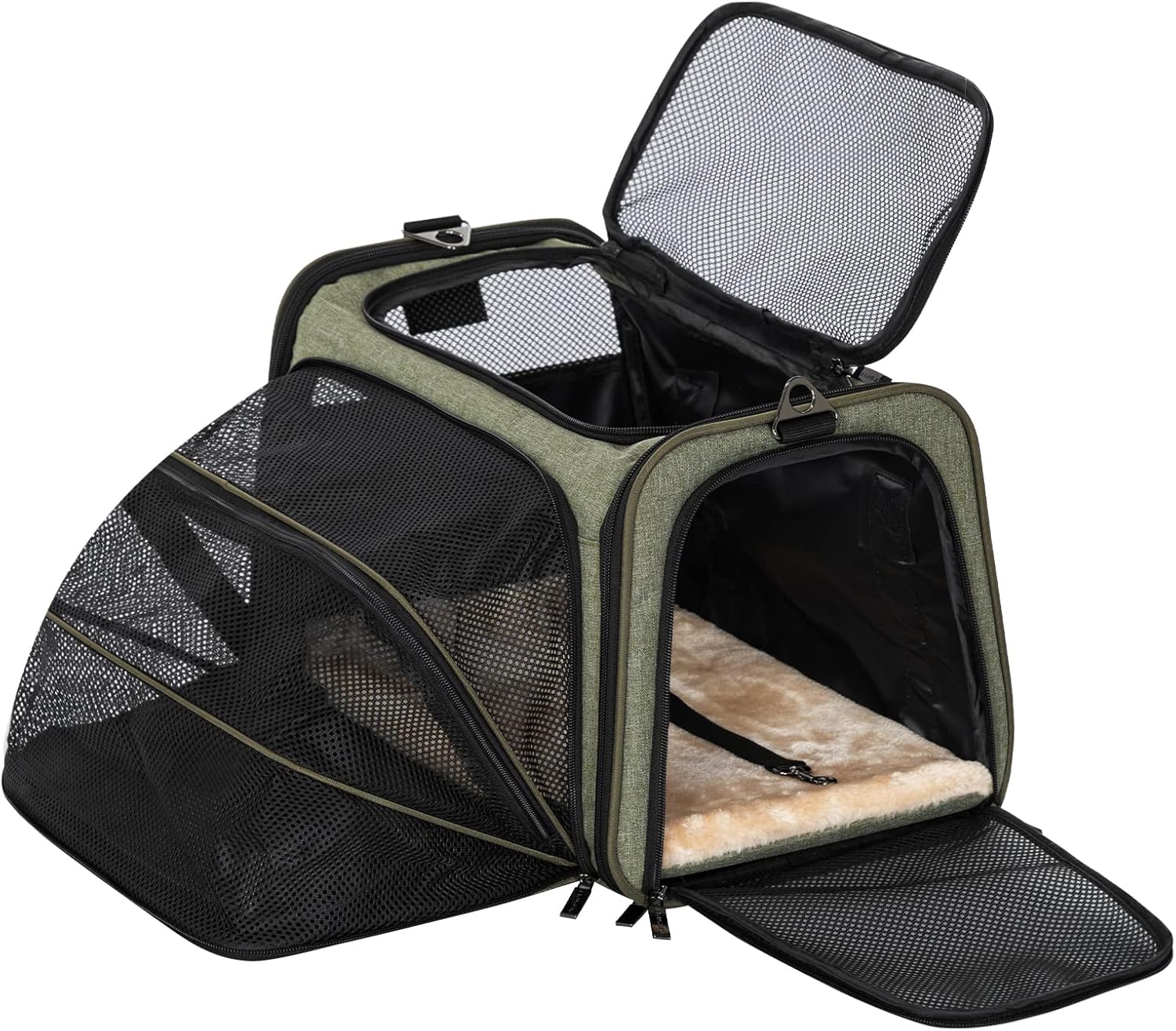 Petsfit Expandable Cat Carrier Dog Carriers,Airline Approved Soft-Sided Portable Pet Travel Washable Carrier for Kittens,Puppies,Removable Soft Plush mat and Pockets,Locking Safety Zippers