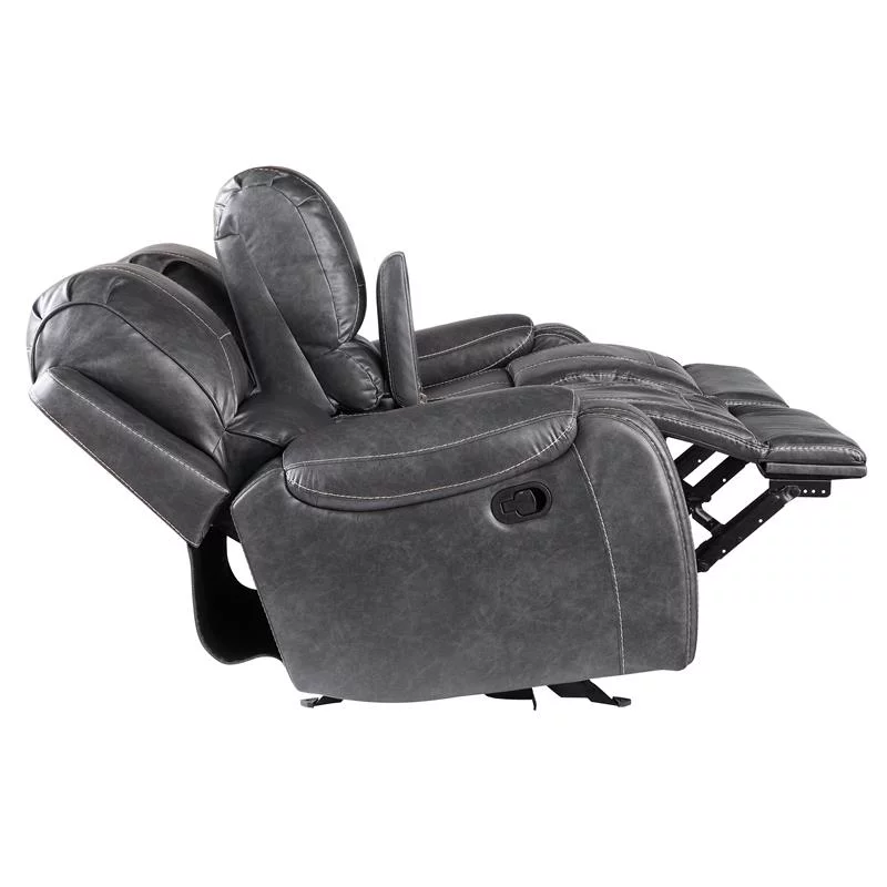 Steve Silver Keily Gray Faux Leather Manual Reclining 3-Piece Motion Set
