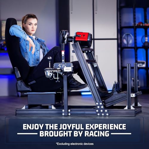Marada Aluminum Profile Racing Simulator Cockpit with Seat, Unlimited Adjustment, Fit for Thrustmaster/Fanatec/Moza/Logitech G29 GPro,Sim Frame 8040, Not Include Steering Wheel,Pedals,Handbrake