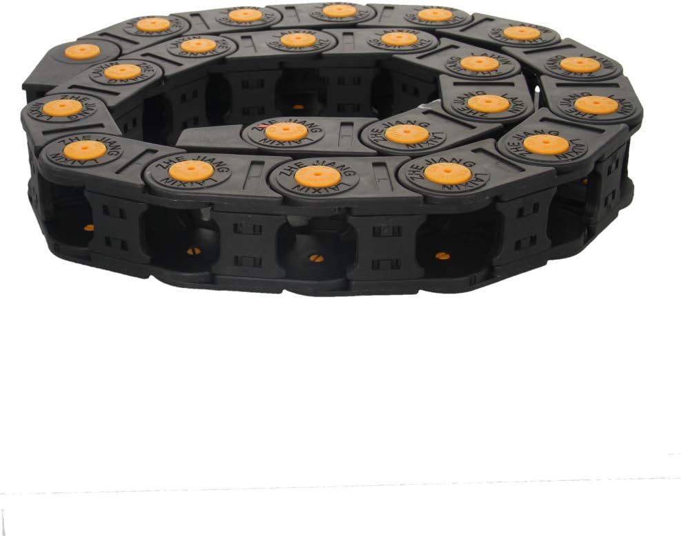 Fielect Drag Chain Cable Carrier Open Type with End Connectors R100 35X100mm 1 Meter Plastic for Electrical CNC Router Machines Black 1Pcs