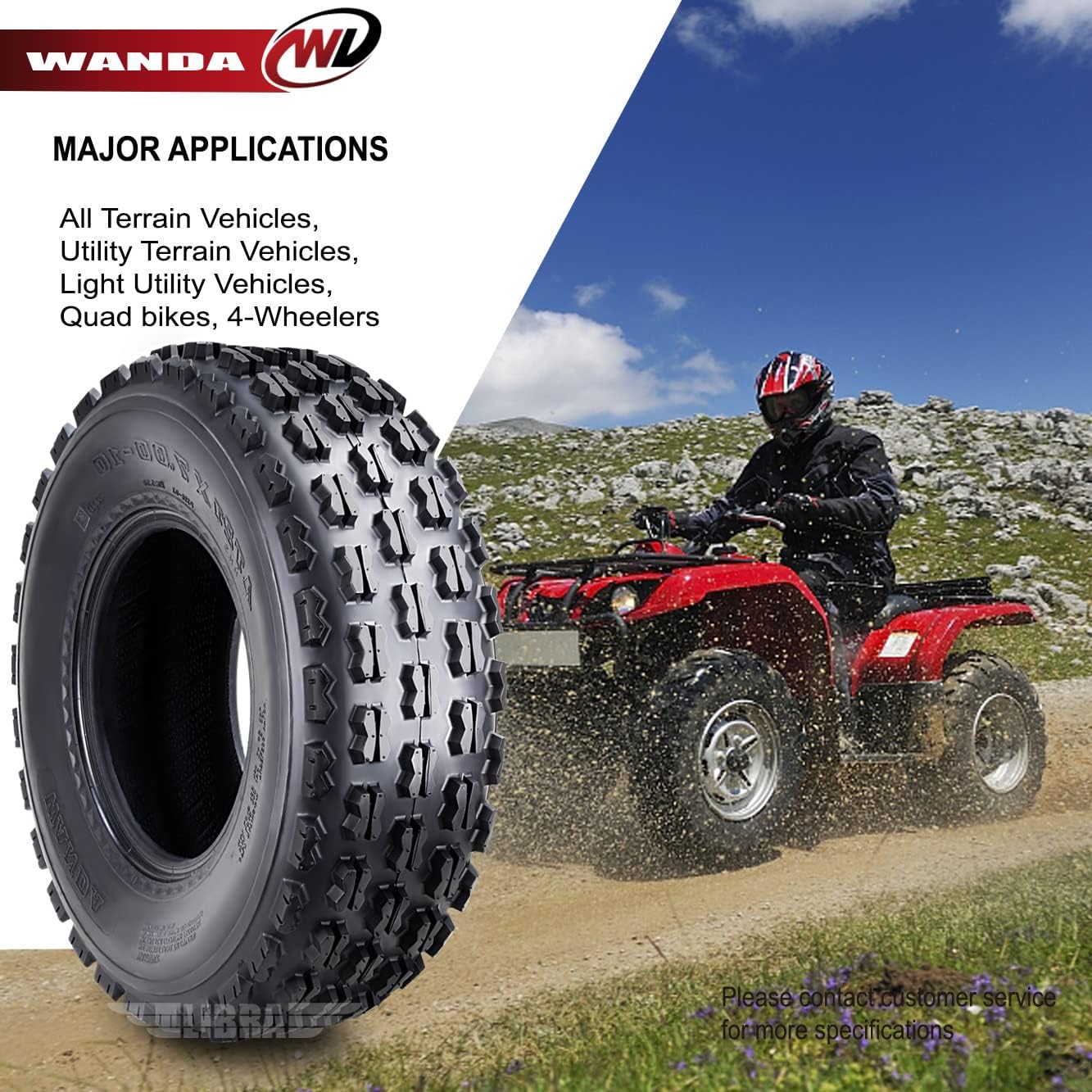 WANDA Set 4 Sport ATV Tires 21x7-10 & 20x10-9 Polaris Phoenix 200 Predator 500