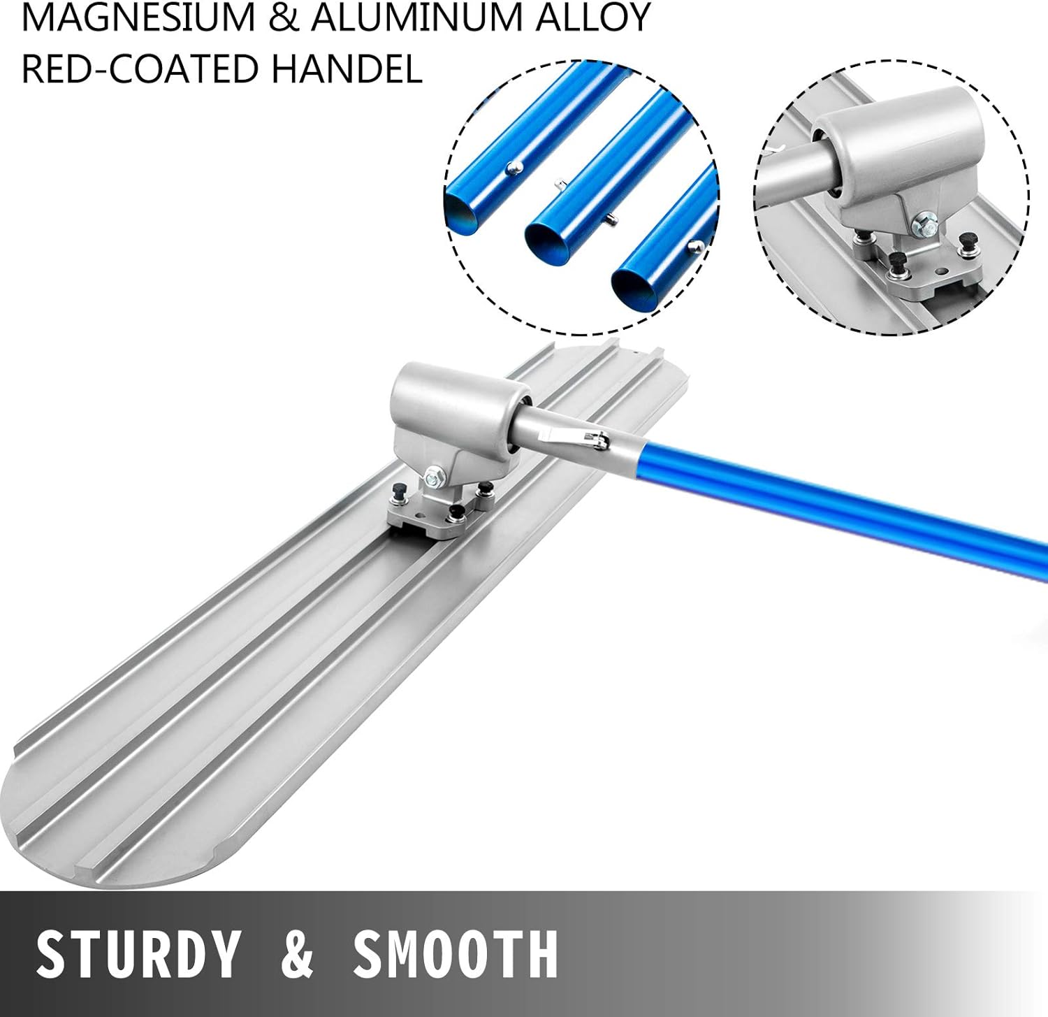 VEVOR Bull Float Magnesium Concrete Float 48 x 8" Round End Concrete Float Tool Cement Tool Bull Concrete Kit Bull Float with 4 Float Handle Bull Float Bracket Concrete Tools Finishing Bull Float