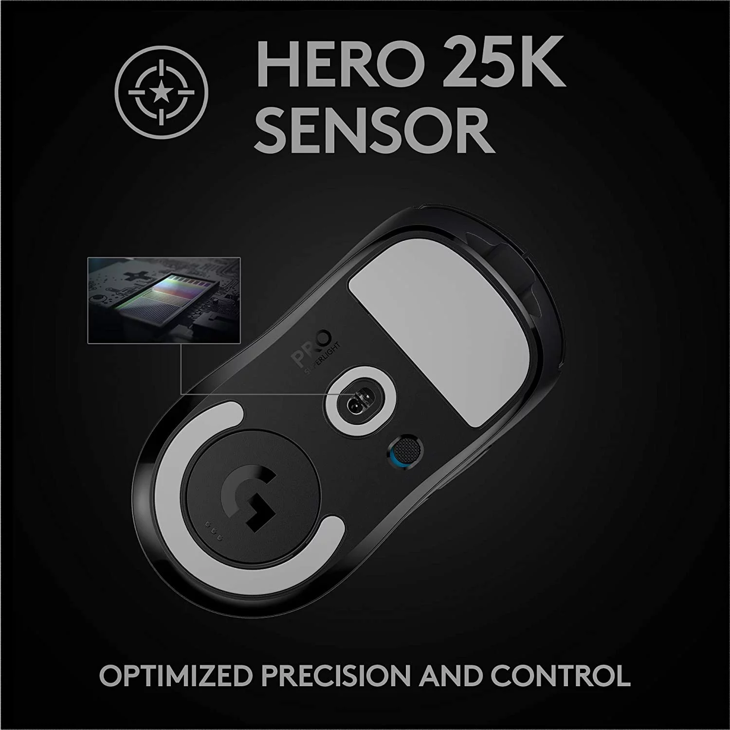 Logitech G PRO X SUPERLIGHT Wireless Gaming Mouse Ultra-Lightweight HERO 25K Sensor 25 600 DPI 5 Programmable Buttons Long Battery Life Compatible with PC / Mac - Black