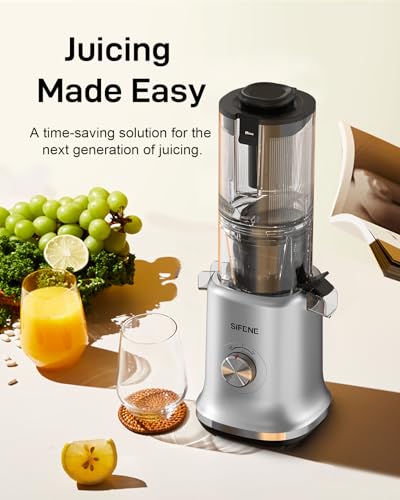 Whole Fruits Cold Press Juicer Machines, 4.3-inch (110mm) Powerful Wide Mouth Slow Masticating Juicer