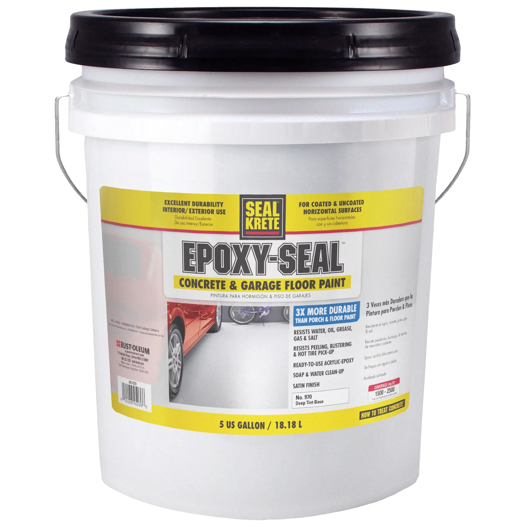 Satin Deep Tint Base, Seal-Krete Epoxy-Seal Concrete and Garage Floor Paint, 5 Gal - Curated Treasures Market