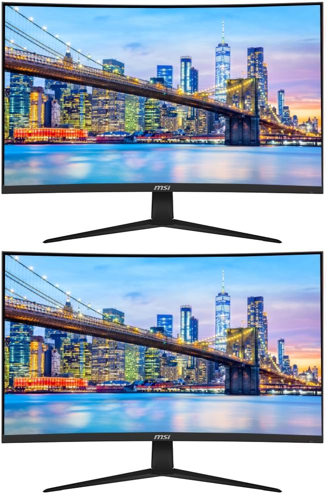 MSI Optix G321CU 32-inch Curved 2160P 4K Ultra HD 144 Hz 1ms LED Backlit LCD Gaming Monitor, 2-Pack Bundle, Frameless, Less Blue Light, Night Vision, FreeSync, HDMI, DisplayPort, USB-C