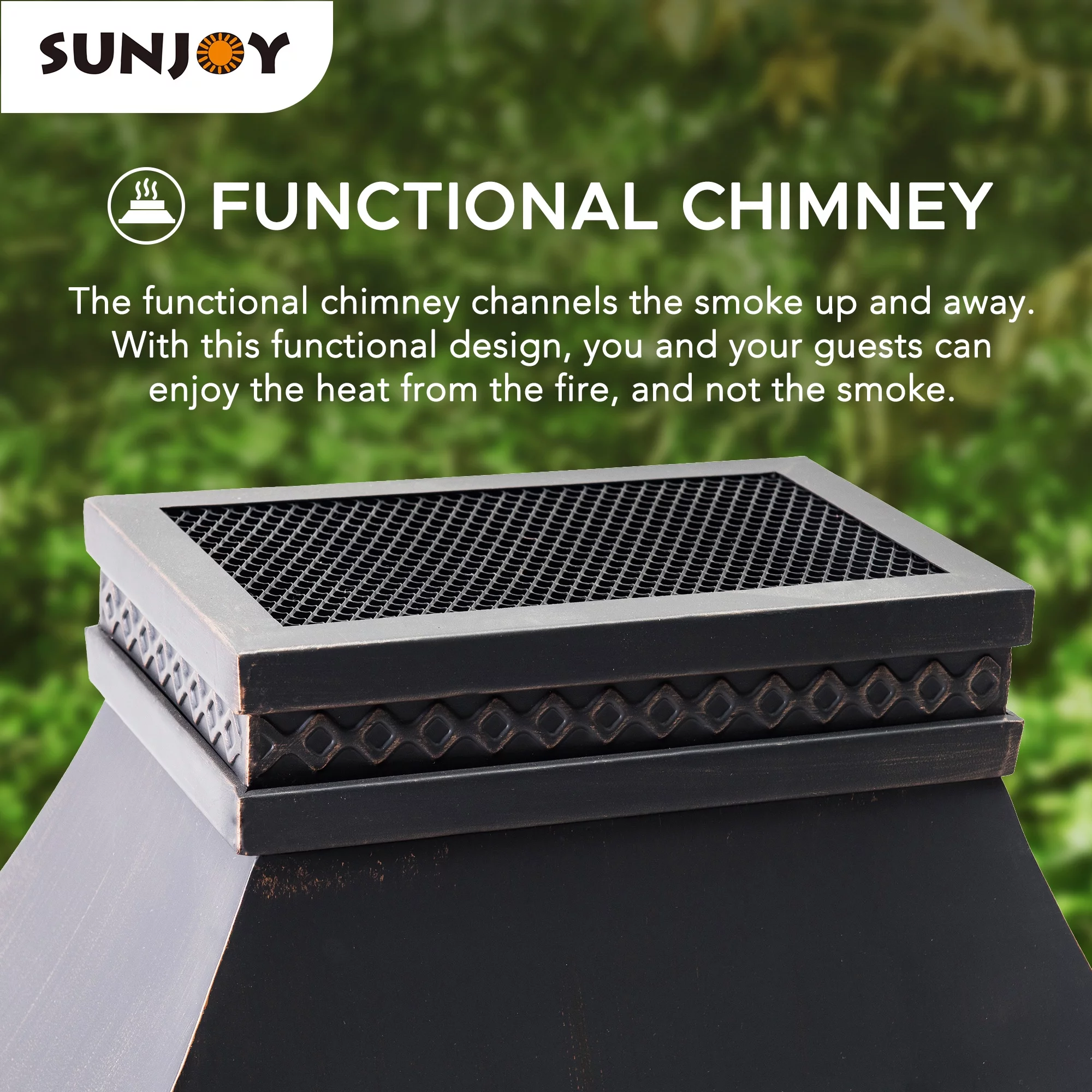 Sunjoy Cole Wood Burning Fireplace - Black