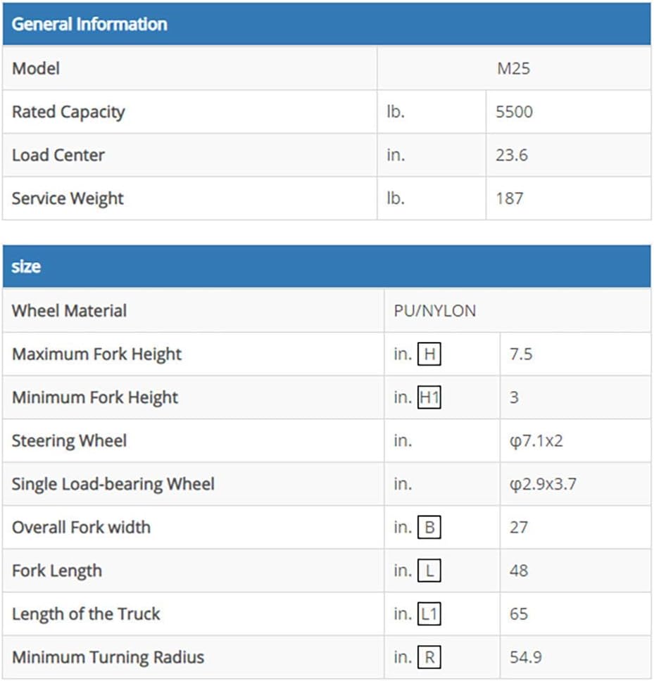 DAZONE Pallet Jack, M25 Heavy Duty Manual Pallet Truck 5500 lb. Hand Pallet Jack Lift 27"x 48" for Loading, Unloading and Handling palletized Goods in Warehouse Dock Supermarket Workshops and Homes