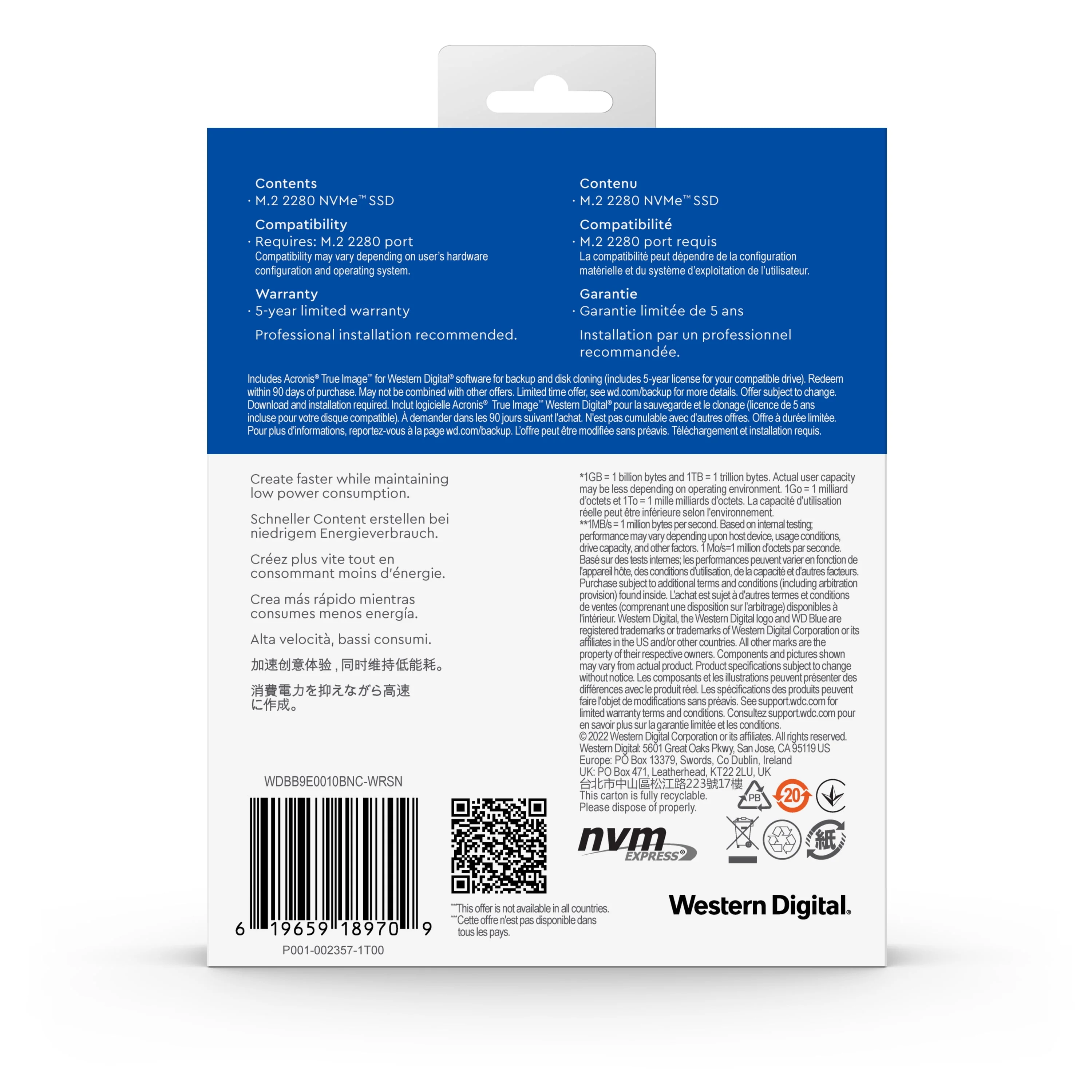 WD Blue 500GB SN570 NVMe SSD - WDBB9E5000ANC-WRSN