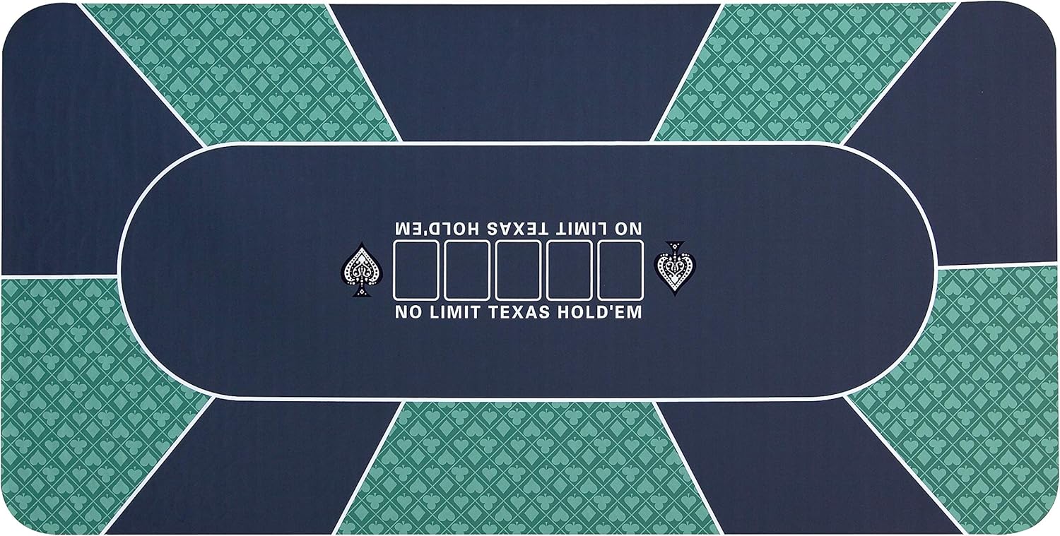 70'' x 35'' Professional Poker Mat, 8 Player Portable Rubber Texas Hold'em Poker Table Top Layout w/Carrying Bag to Play Cards, Poker Games, Blackjack, Casino
