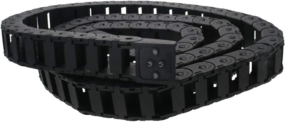 Fielect Drag Chain Cable Carrier Open Type with End Connectors R100 35X100mm 1 Meter Plastic for Electrical CNC Router Machines Black 1Pcs