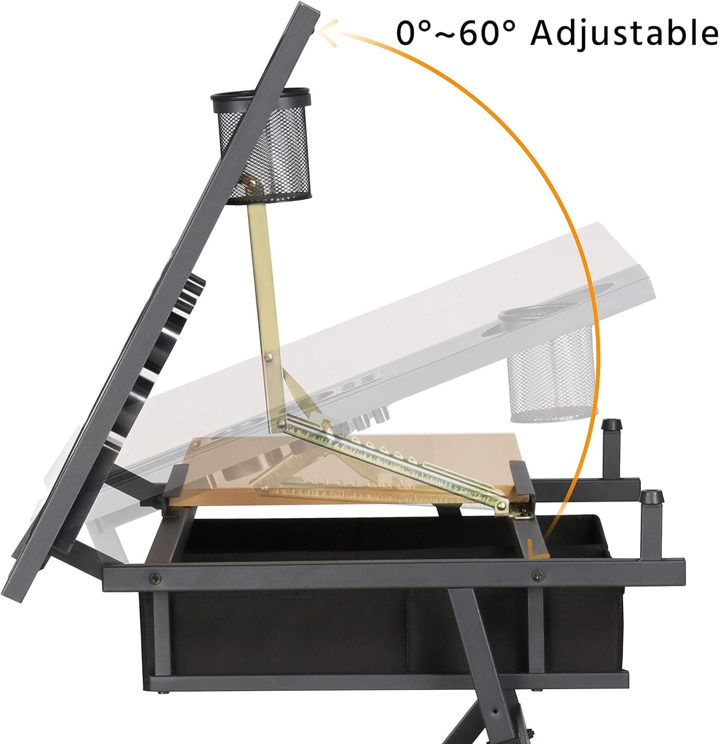 Height Adjustable Drafting Table Drawing Table Artist Desk Tilting Tabletop Art Craft Desk Watercolor Paintings Sketching Work Station Storage Drawers and Stool