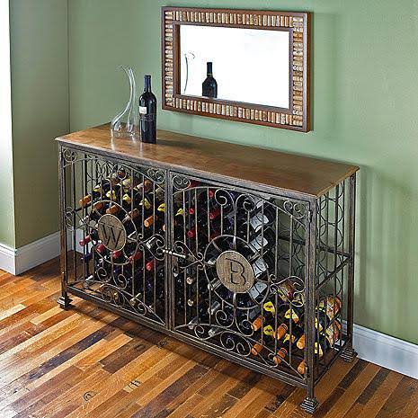 Wine Enthusiast 84- Bottle Antiqued Steel Wine Jail Console