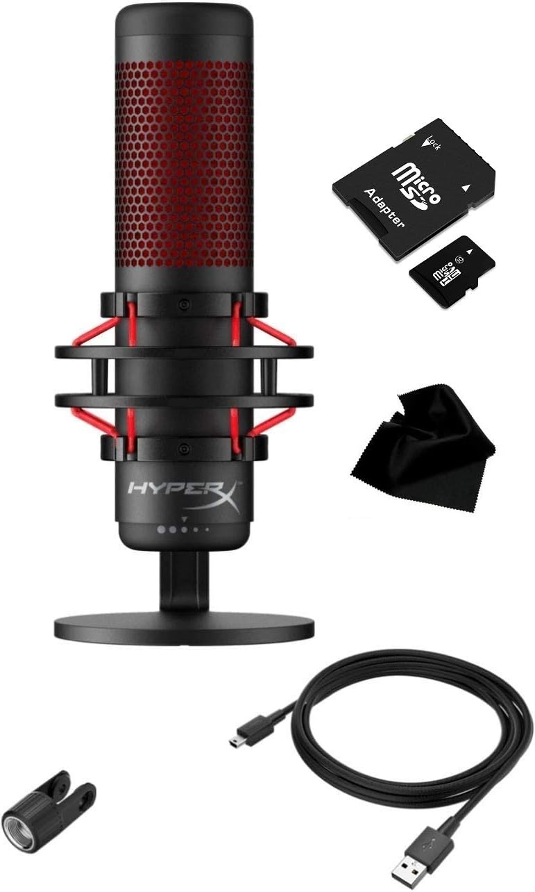 Newest HyperX - QuadCast USB Multi-Pattern Electret Condenser Microphone | 2020 Edition | for PS4, PC and Mac | Pop Filter | Anti-Vibration Shock Mount | | Red - Black | with KWALICABLE Bundle