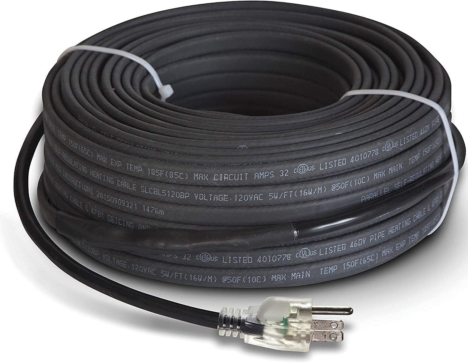 Radiant Solutions Company Heat Tape Pro for Ice Dam Prevention Heavy Duty - Self-Regulating - Plug-in Ready Heat Cable - 120V, 6 watts/FT + 10 Foot Cold Lead (6 Feet)