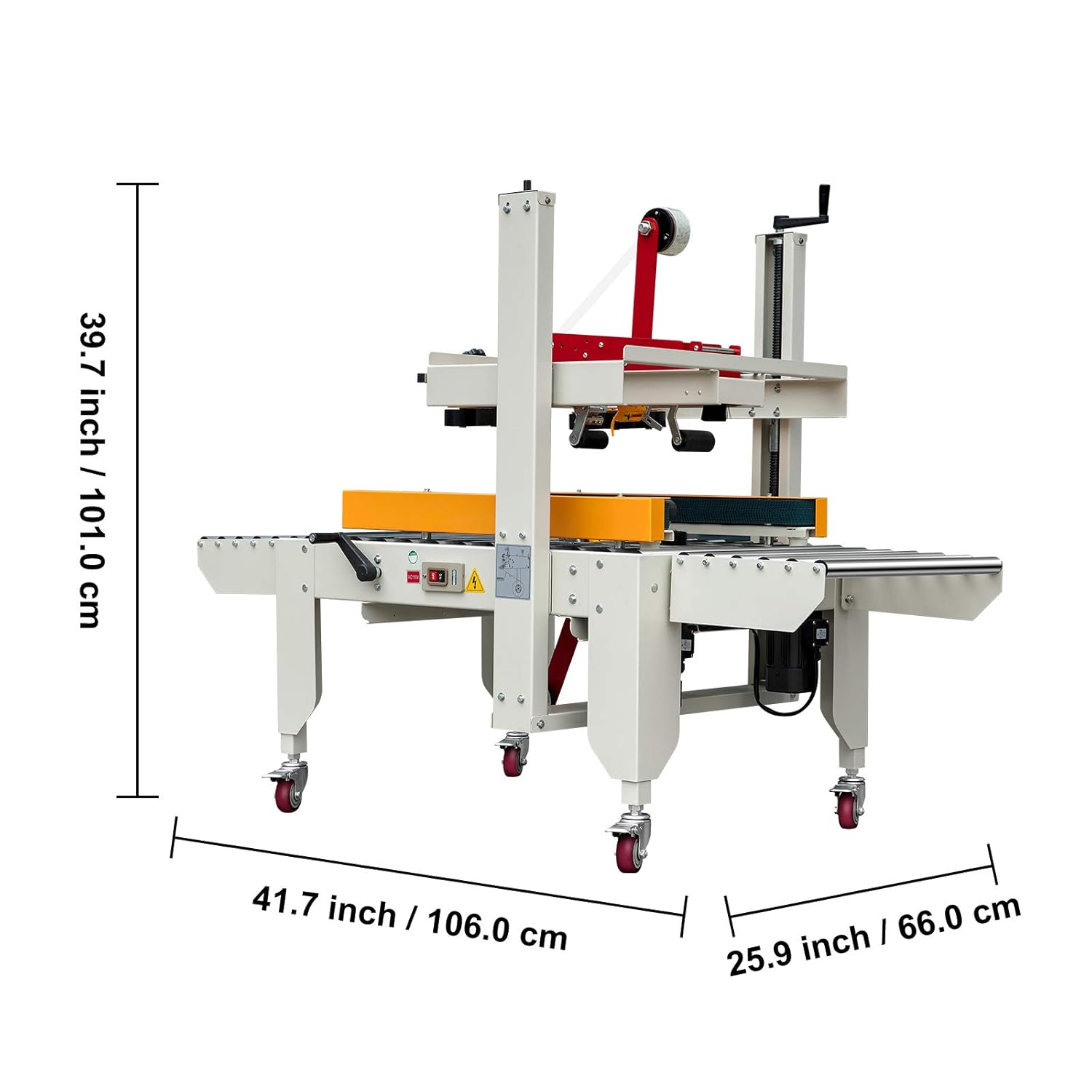 VEVOR Box Sealing Machine, 180W Case Sealer, Carton Sealer 0-18 m/min in Conveying Speed, Automatic Box Sealer, Double-Flap Case Sealer, Carton Taping Machine with Four Rolls of Tape