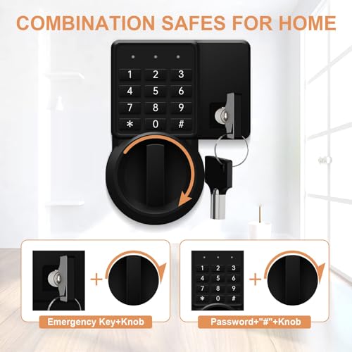 2.2 Cu Home Use Safe Box Fireproof Waterproof, Safety Box with Digital Keypad Sensor Light Key for Office Documents
