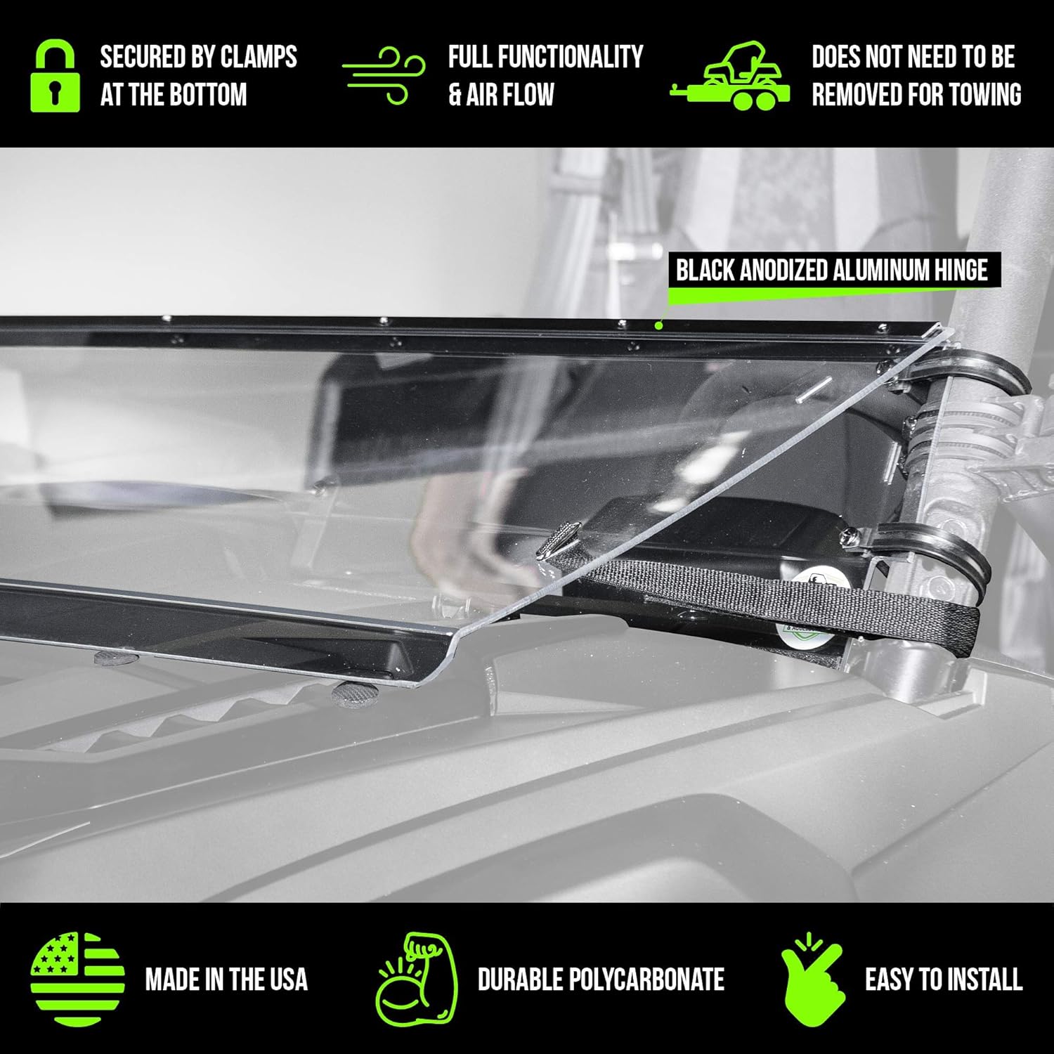 UTV Windshield Full Tilting 3/16" Compatible with Yamaha RMAX - Made in the USA!