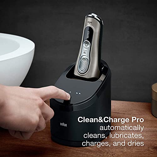 Braun Series 9 9385cc Latest Generation Electric Shaver, Rechargeable & Cordless Electric Razor for Men, with Clean&Charge Station & Leather Travel Case