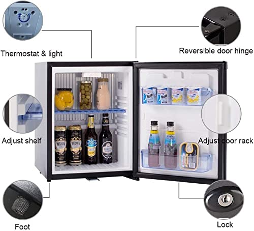 Smad 12 Volt Refrigerator Mini Fridge with Lock Compact Refrigerator for Bedroom Dorm Office No Noise