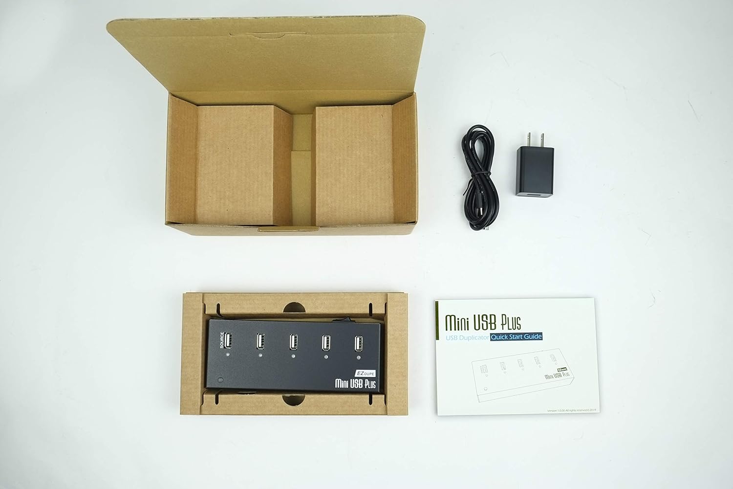 EZ DUPE 1 to 4 USB Duplicator - Standalone Flash Memory Drive Compact Copier (Mini USB Plus)